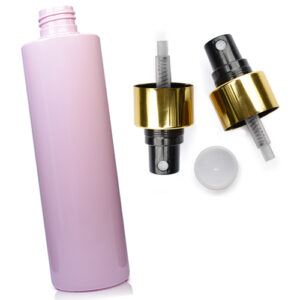 250ml Pink Plastic Bottle With Gold Atomiser