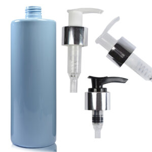 500ml Light Blue Plastic Bottle With Lotion Pump