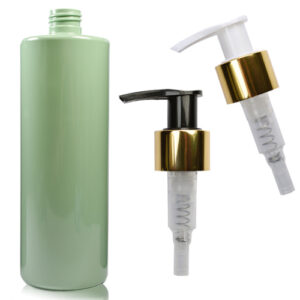 500ml Green Plastic Bottle With Gold Lotion Pump