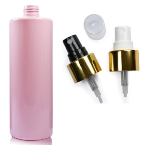 500ml Pink Plastic Bottle With Gold Spray