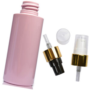 50ml Pink Plastic Bottle With Gold Lotion Pump